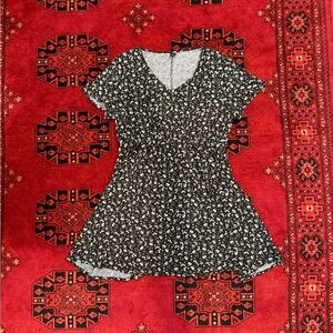 SHEIN Black and White Flutter Sleeve Mini Dress